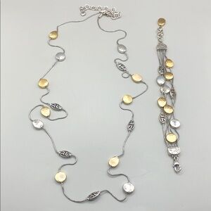 Brighton Mediterranean Long Necklace and Matching Bracelet Mixed Metal